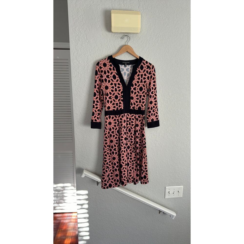 Adrianna Papell Blue Orange Geometric Dress Stretchy Office Flower Power 70s - Picture 7 of 8